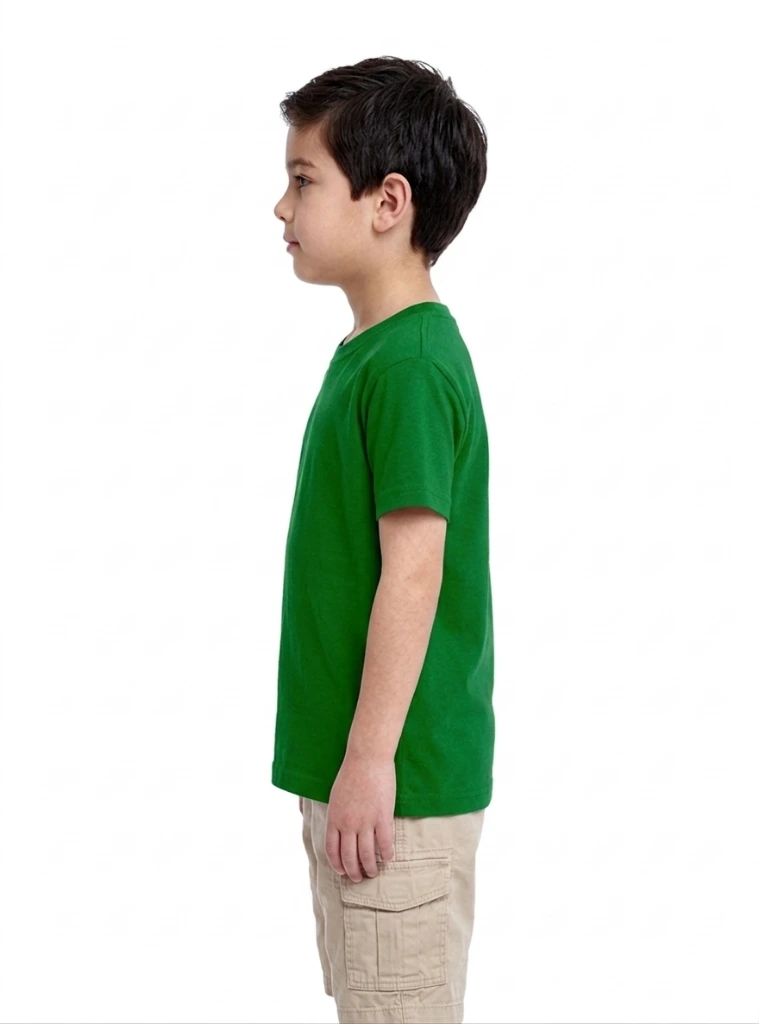 Indian green color plain tshirts side view.webp