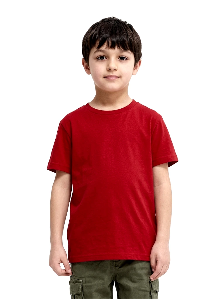 Red color kids Plain Tshirts Front image.webp