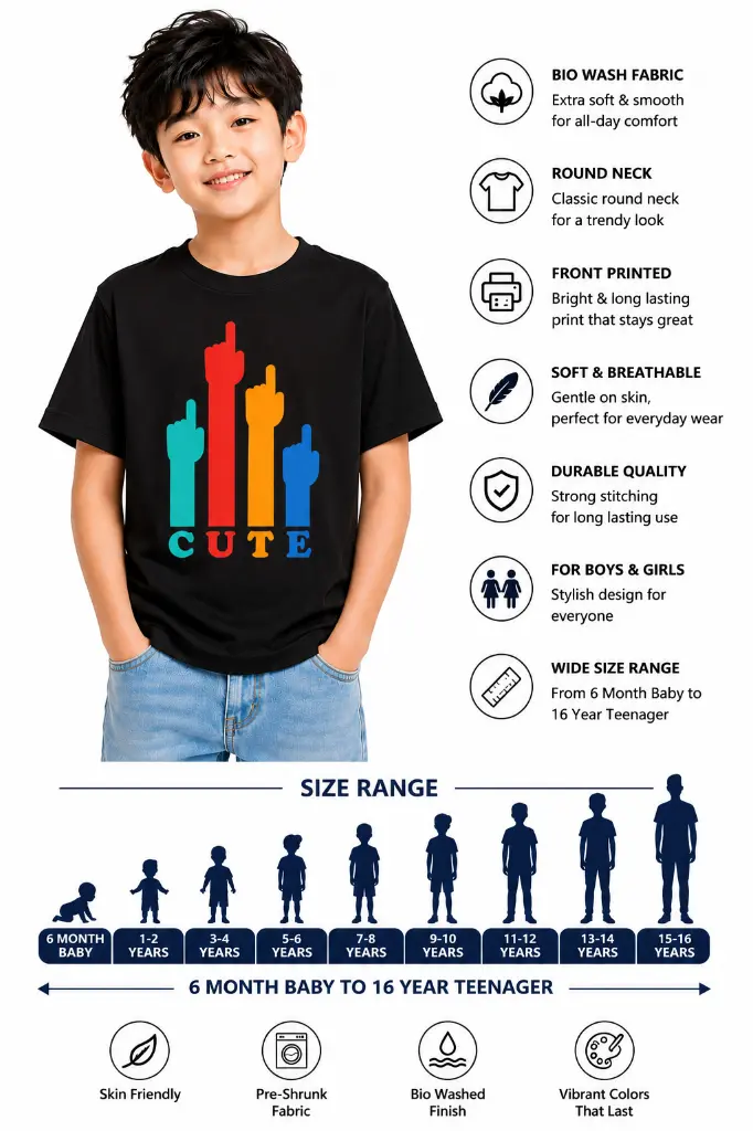 Cute Printed Black T-shirts.webp