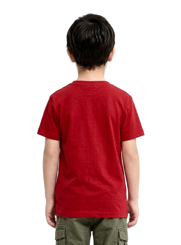 Red color Tshirts kids Plain  back Side View image.webp