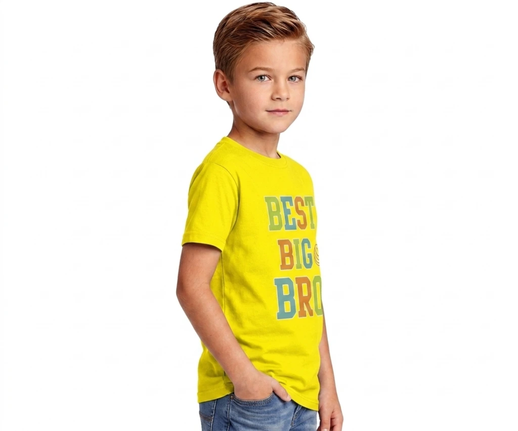Yellow borther print tshirts side views.webp