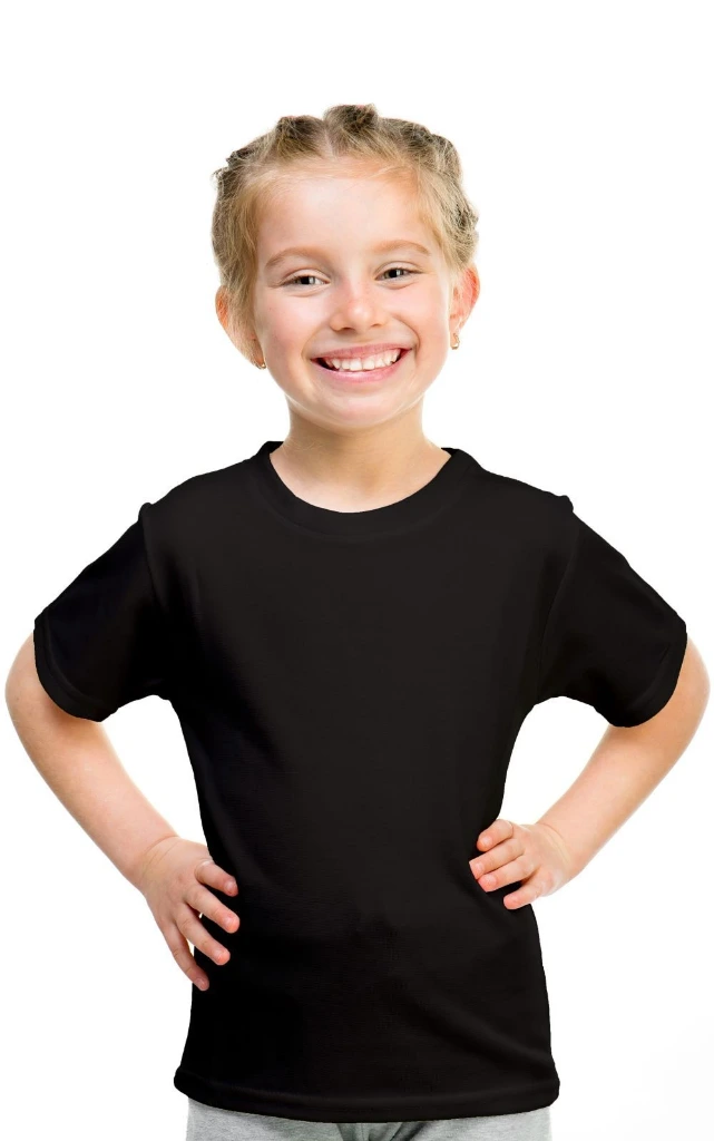 Double F Branded Round Neck Half Sleeve Solid T-Shirt for Girls