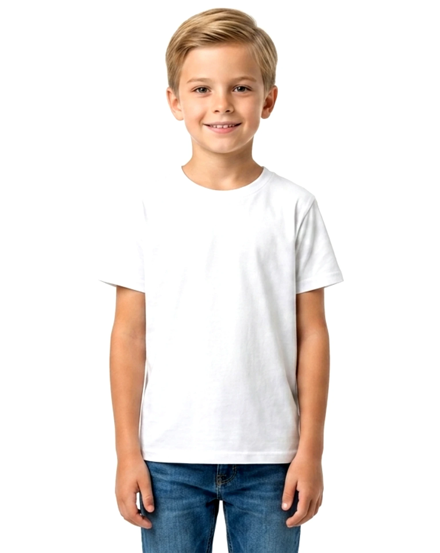 Double F Branded Round Neck Half Sleeve Solid T-Shirt for Boys White