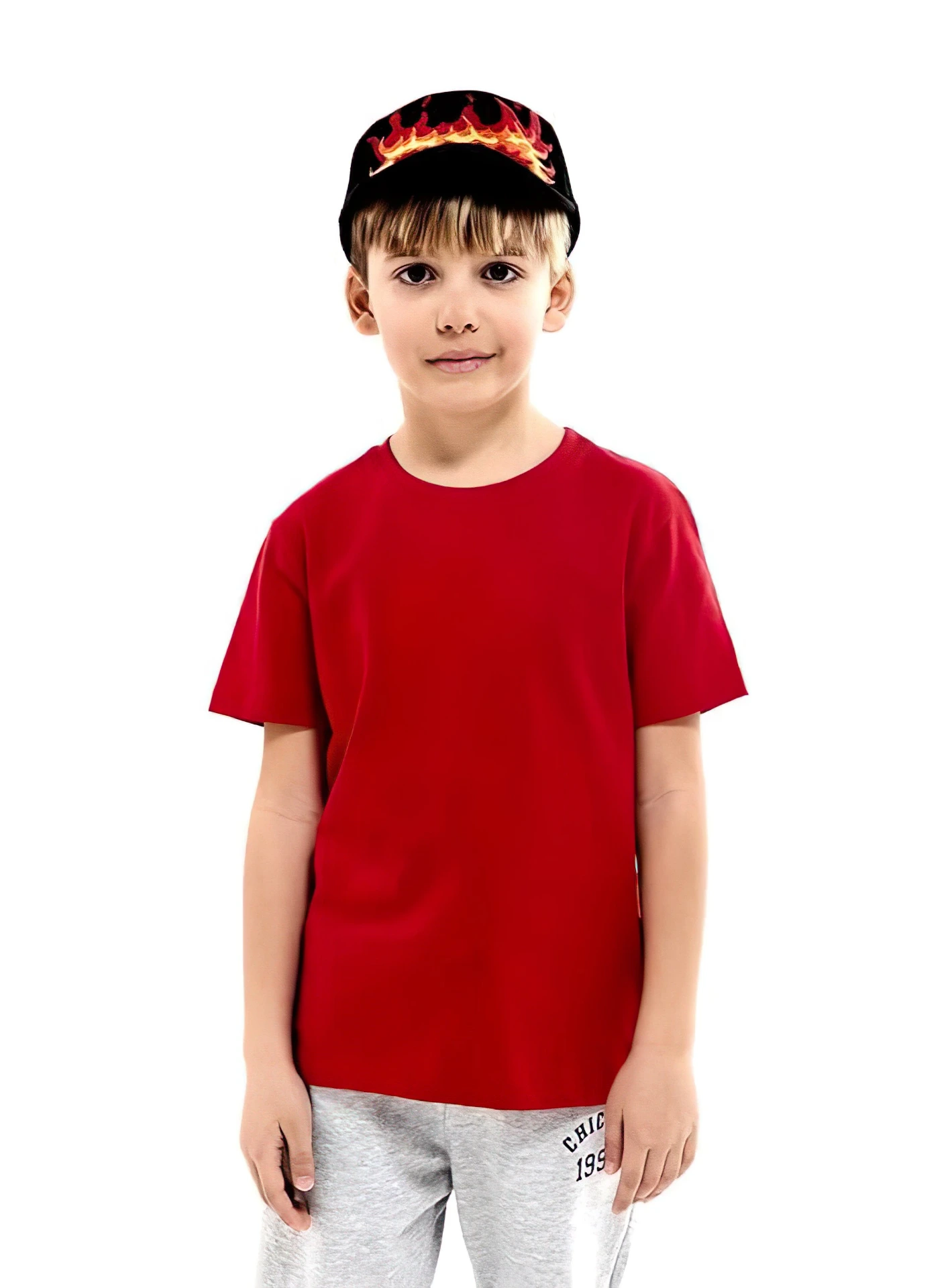 Double F Branded Round Neck Half Sleeve Solid T-Shirt for Boys