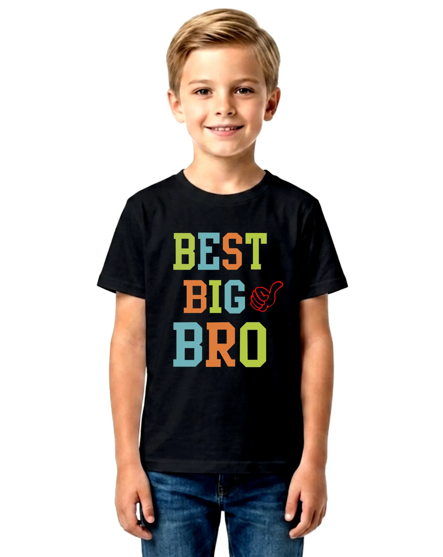 Double F Branded Round Neck Half Sleeve Best big bro Printed T-Shirt for Boys