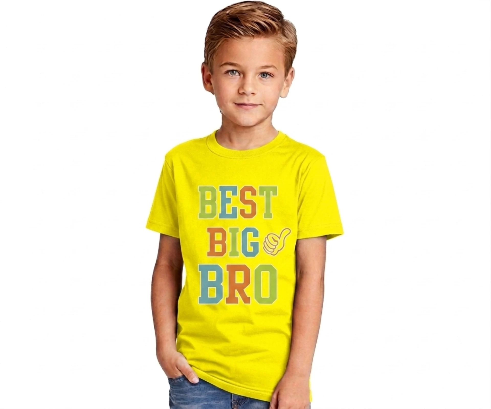 Double F Branded Round Neck Half Sleeve Best big bro Printed T-Shirt for Boys