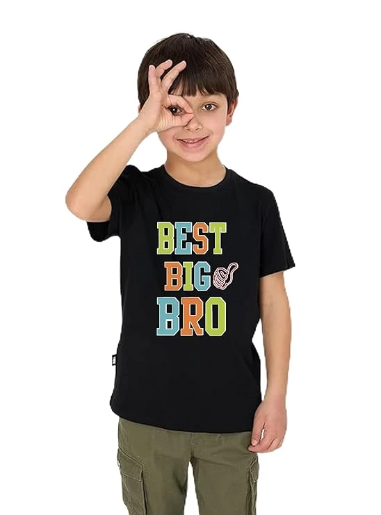 Double F Branded Round Neck Half Sleeve Best big bro Printed T-Shirt for Boys