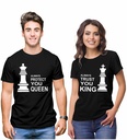 DOUBLE F Round Neck Half Sleeve What's A King Without Queen Couple T-Shirt