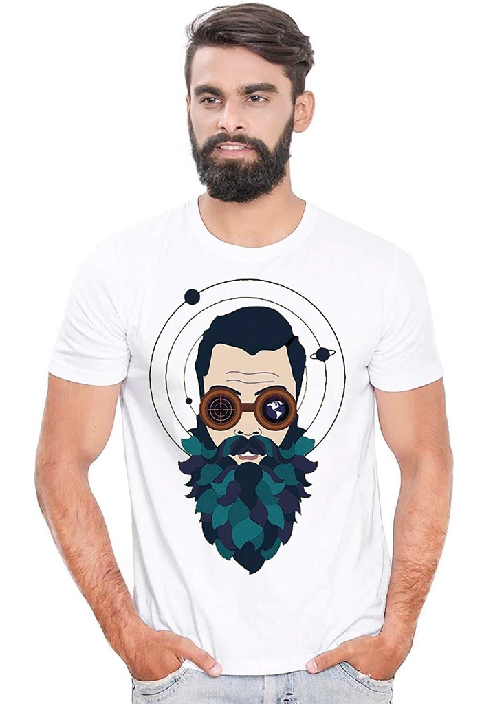 Double F Branded Round Neck Half Sleeve Beard Round Printed T-Shirts (S)
