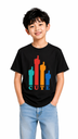 Cotton Cute Printed Round neck T Shirt For Kids Black