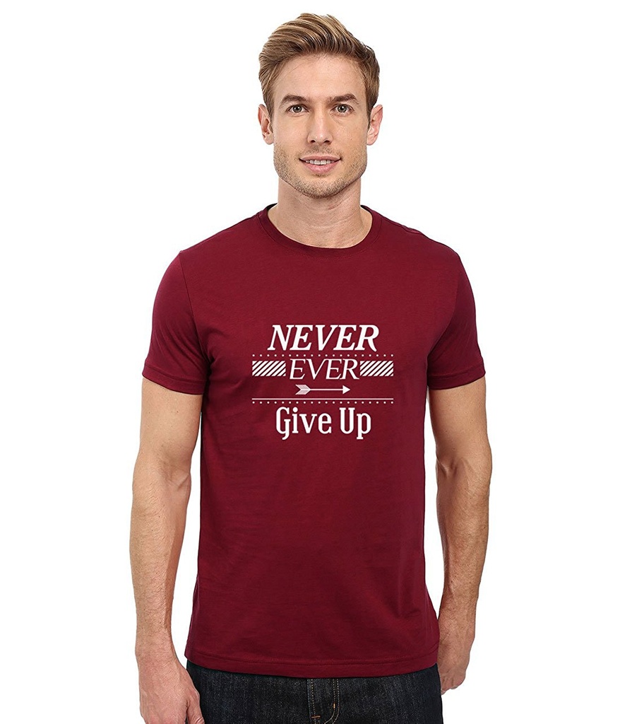 Double F Never Ever GIVE up Printed T-Shirts