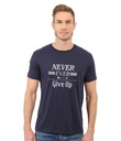 Double F Never Ever GIVE up Printed T-Shirts BWRN1NBLU