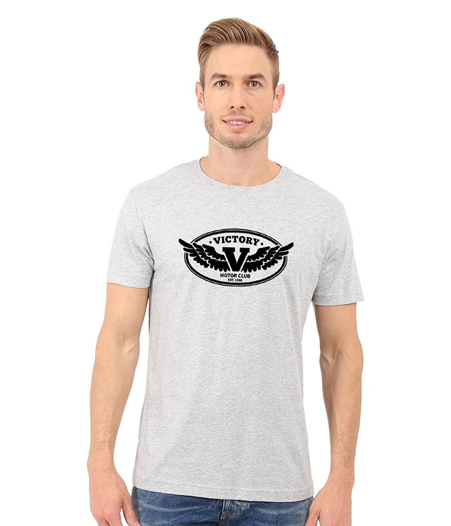 Double F Round Neck Victory Printed T-Shirts Light Grey BWRN36