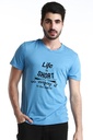 Double F Round Neck Life is Short SO Enjoy Printed T-Shirts BWRN21 Sky blue